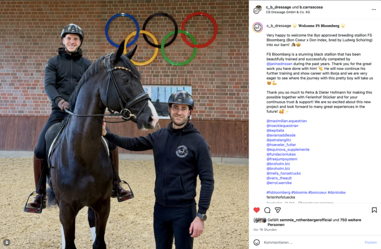 Alles Gute für "Bloomi" und Team! Foto: Instagram.com/c_b_dressage