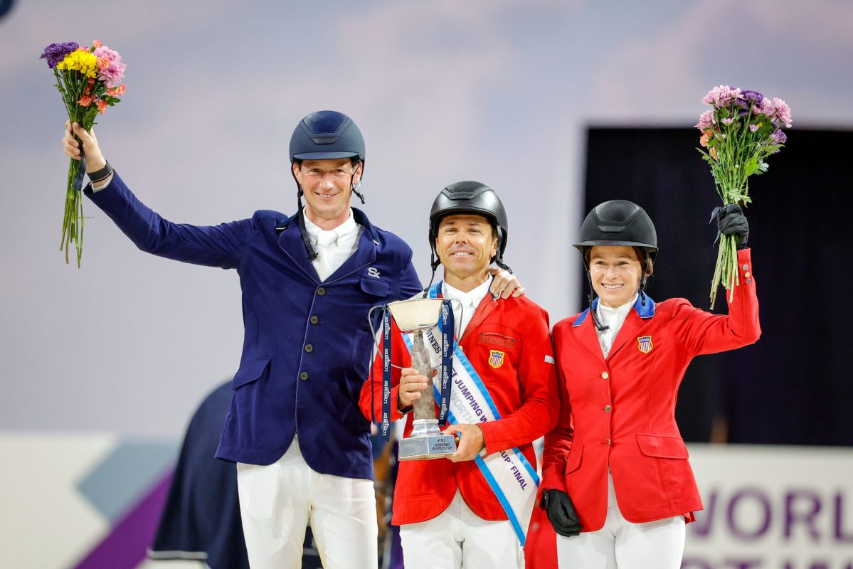 FORT WORTH (USA) - FEI World Cup™ Finals 2026

DEUSSER Daniel (GER), FARRINGTON Kent (USA), DINAN Katherine A. (USA)
Siegerehrung / Prize giving ceremony
Longines FEI Jumping World Cup™ - Third Final Competition / Round B
Int. jumping competition over two rounds (1.60 m)

FORT WORTH, Dikies Arena
12. April 2026
© www.sportfotos-lafrentz.de / Tiffany van Halle