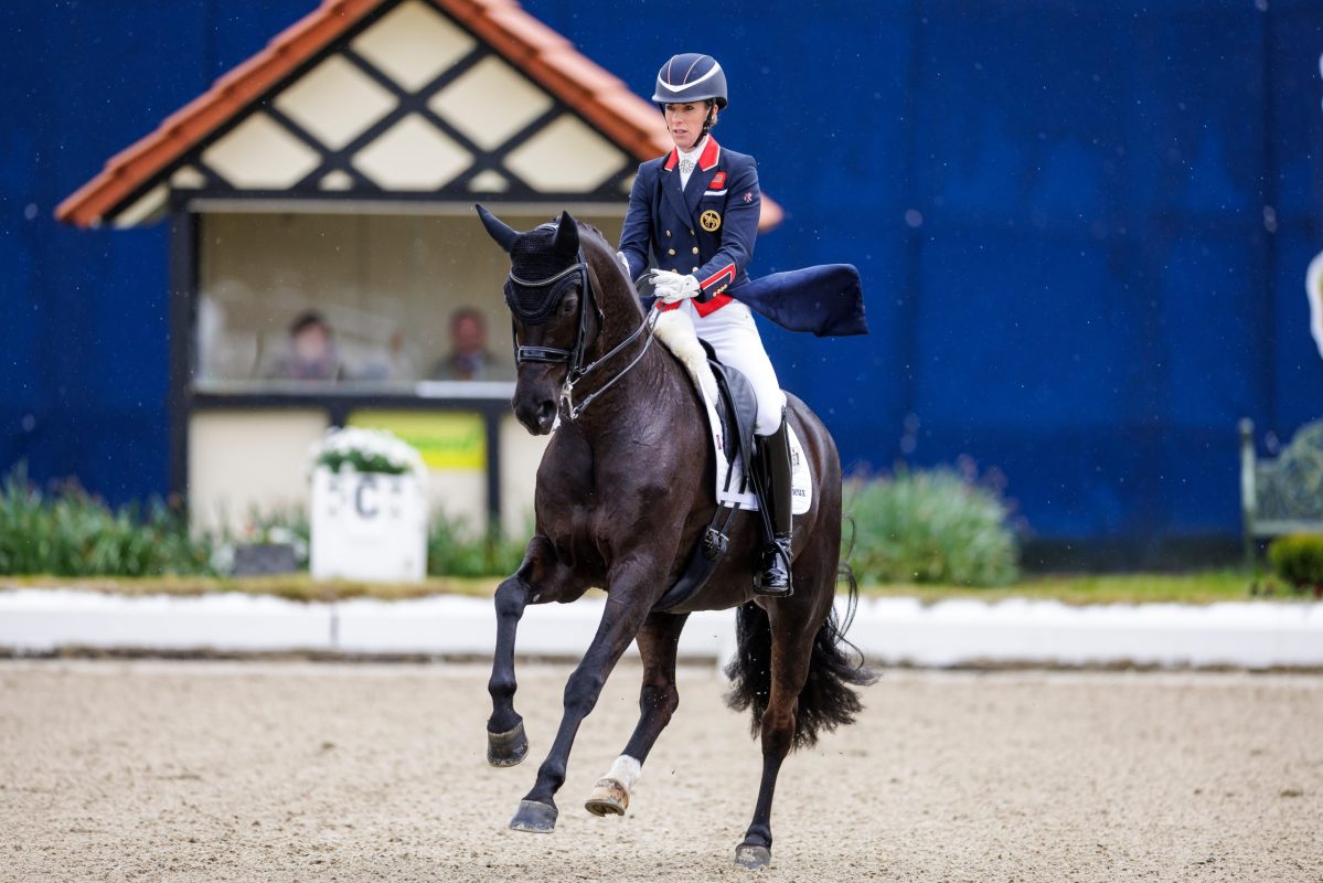 Charlotte Dujardin und Alive and Kicking auf dem Weg zum Sieg beim CDI3* in Hagen 2024. Foto: sportfotos-lafrentz.de