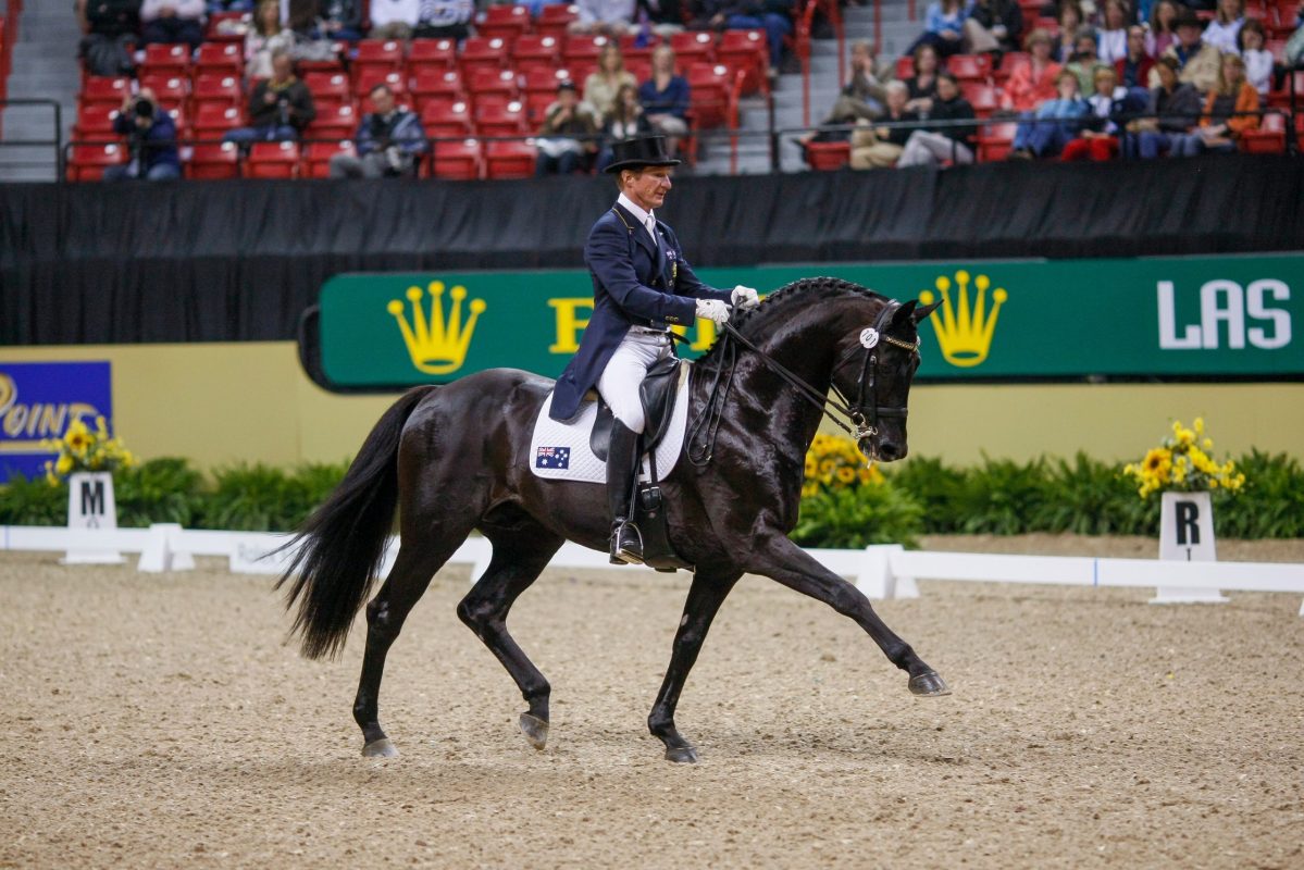 2009 stellte Heath Ryan den Hengst Regardez Mai beim Weltcup-Finale in Las Vegas vor. Foto:sportfotos-lafrentz.de