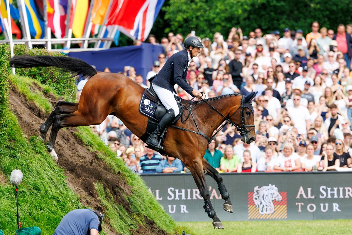 Paule S bescherte André Thieme seinen vierten Sieg im Hamburger Spring-Derby. Foto: sportfotos-lafrentz.de